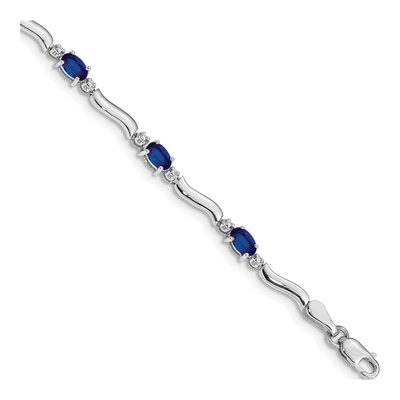 14K White Gold Sapphire & Diamond Link Bracelet