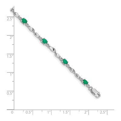 10K White Gold Diamond Emerald Link Bracelet – view 4
