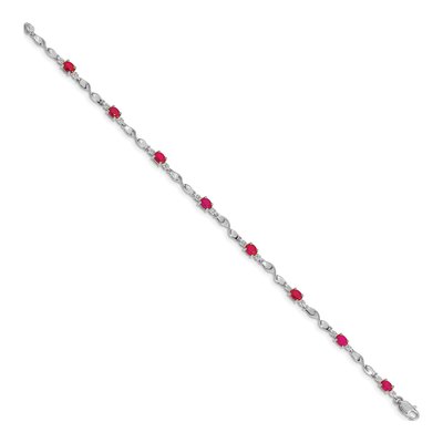 14K White Gold Ruby & Diamond Twisted Link Bracelet – view 2