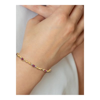 14K Yellow Gold Ruby & Diamond Oval Twisted Link Bracelet – view 4