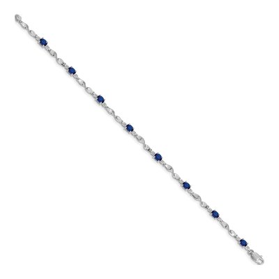 10K White Gold Diamond Sapphire Link Bracelet – view 2