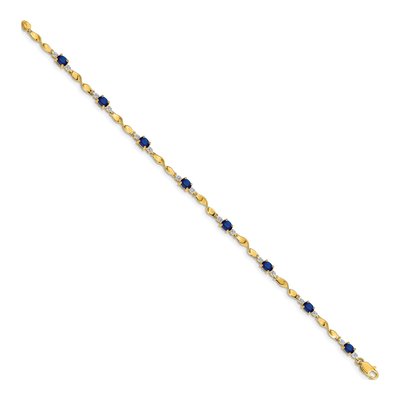 14K Yellow Gold Sapphire Twisted Bracelet – view 2