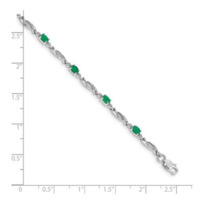 10K White Gold Diamond & Emerald Link Bracelet – view 3