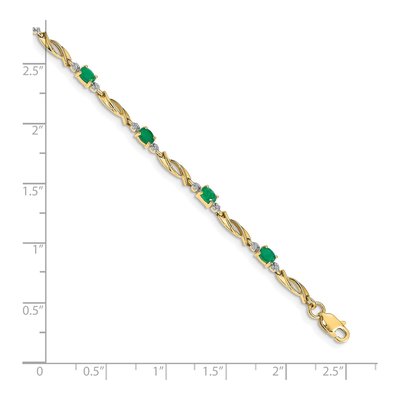 10K Yellow Gold Diamond Emerald Link Bracelet – view 4