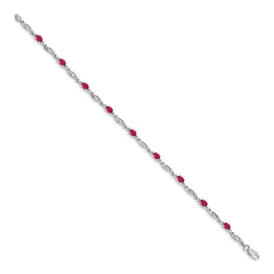 10K White Gold Diamond Ruby Link Bracelet – view 2