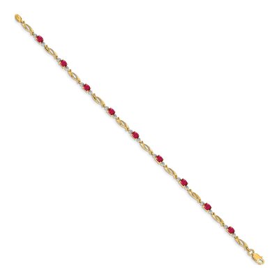 14K Yellow Gold Ruby & Diamond Fancy Link Bracelet – view 3