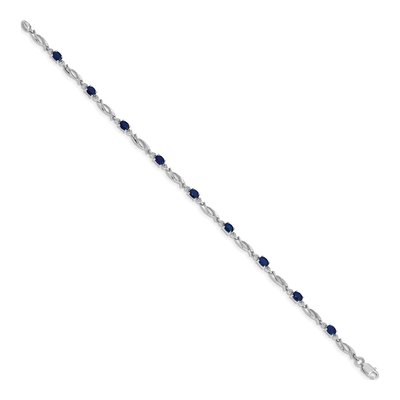 10K White Gold Diamond Sapphire Bracelet – view 2