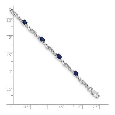 10K White Gold Diamond Sapphire Bracelet – view 3