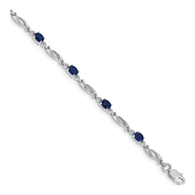 10K White Gold Diamond Sapphire Bracelet