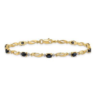 10K Yellow Gold Diamond Sapphire Link Bracelet – view 3