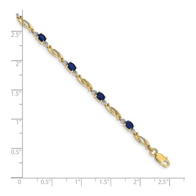 10K Yellow Gold Diamond Sapphire Link Bracelet – view 4