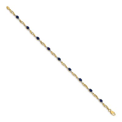 14K Yellow Gold Sapphire & Diamond Fancy Link Bracelet – view 2