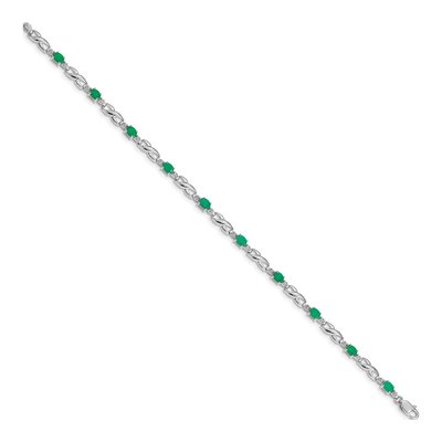 10K White Gold Emerald & Diamond Infinity Bracelet – view 2