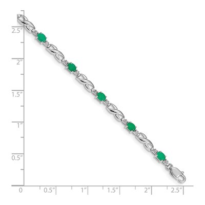 10K White Gold Emerald & Diamond Infinity Bracelet – view 3
