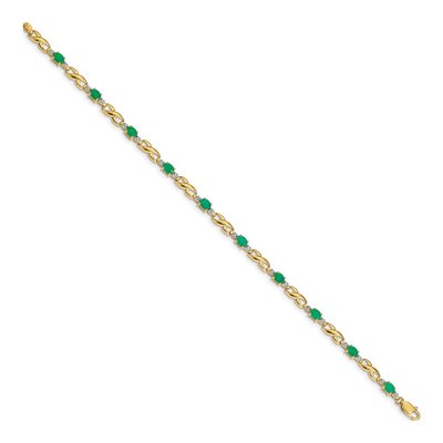 10K Yellow Gold Emerald & Diamond Infinity Bracelet – view 3
