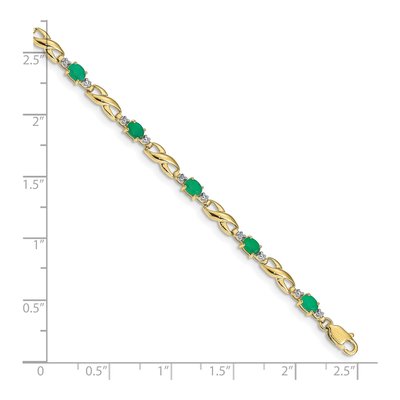 10K Yellow Gold Emerald & Diamond Infinity Bracelet – view 4