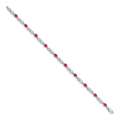 10K White Gold Ruby & Diamond Infinity Bracelet – view 2