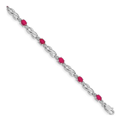 10K White Gold Ruby & Diamond Infinity Bracelet