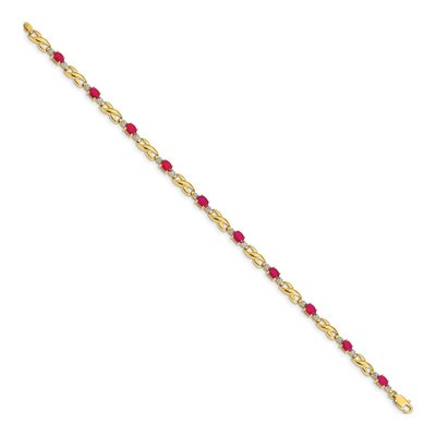10K Yellow Gold Ruby & Diamond Infinity Bracelet – view 2