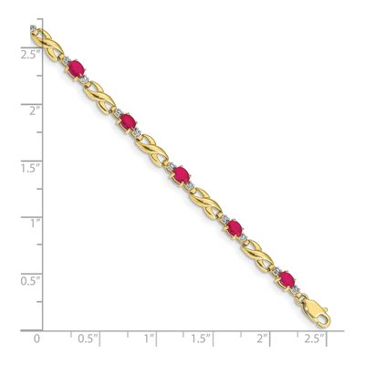 10K Yellow Gold Ruby & Diamond Infinity Bracelet – view 4