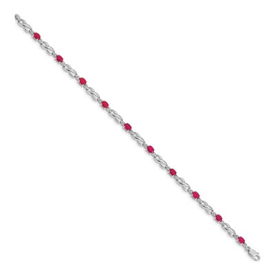 14K White Gold Ruby & Diamond Oval Infinity Link Bracelet – view 2