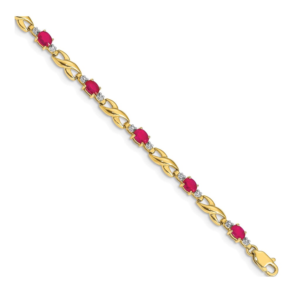 14K Yellow Gold Ruby & Diamond Infinity Bracelet