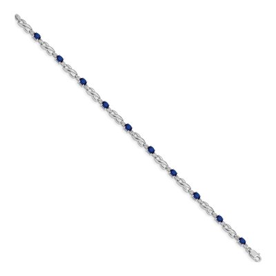 10K White Gold Sapphire & Diamond Oval Infinity Link Bracelet – view 2