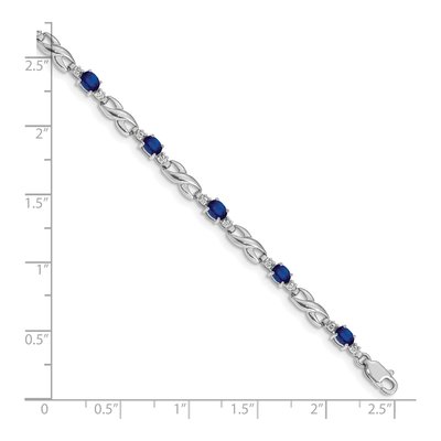 10K White Gold Sapphire & Diamond Oval Infinity Link Bracelet – view 3