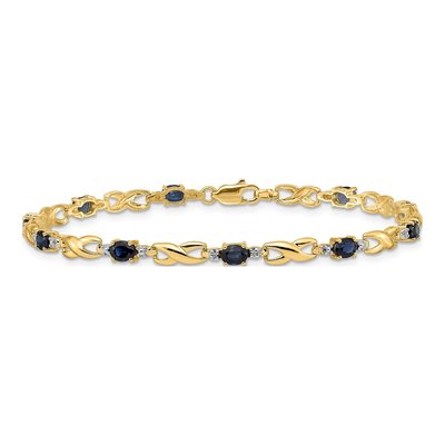 10K Yellow Gold Sapphire & Diamond Link Bracelet – view 3