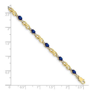 10K Yellow Gold Sapphire & Diamond Link Bracelet – view 4