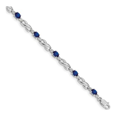14K White Gold Sapphire & Diamond Infinity Bracelet