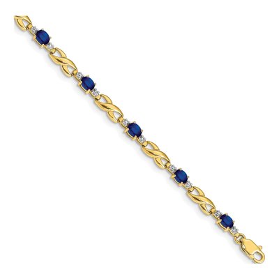 14K Yellow Gold Sapphire & Diamond Infinity Bracelet