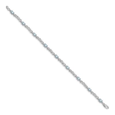 14K White Gold Aquamarine & Diamond Oval X-Design Bracelet – view 3
