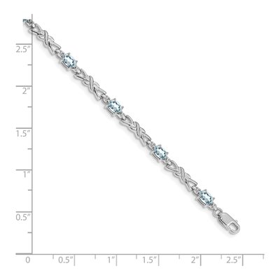 14K White Gold Aquamarine & Diamond Oval X-Design Bracelet – view 4