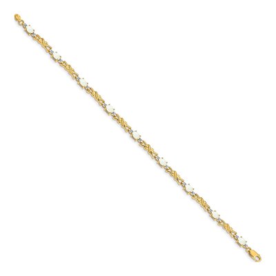 14K Yellow Gold Opal & Diamond X-Design Bracelet – view 2