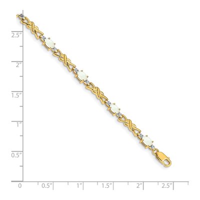 14K Yellow Gold Opal & Diamond X-Design Bracelet – view 3