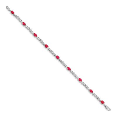 14K White Gold Ruby & Diamond X-Design Bracelet – view 2
