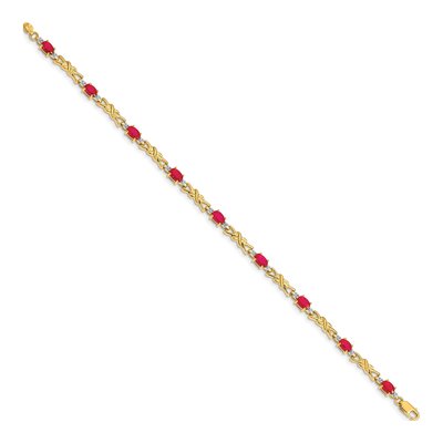 14K Yellow Gold Ruby & Diamond X-Design Bracelet – view 2