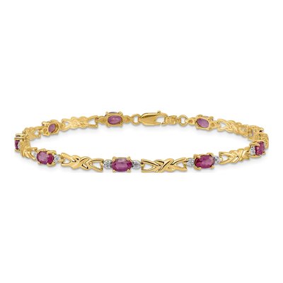 14K Yellow Gold Ruby & Diamond X-Design Bracelet – view 3
