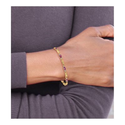 14K Yellow Gold Ruby & Diamond X-Design Bracelet – view 4