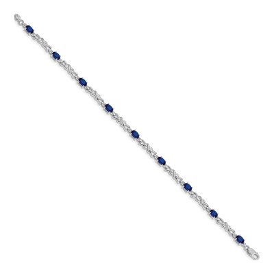 14K White Gold Sapphire & Diamond X-Design Bracelet – view 2