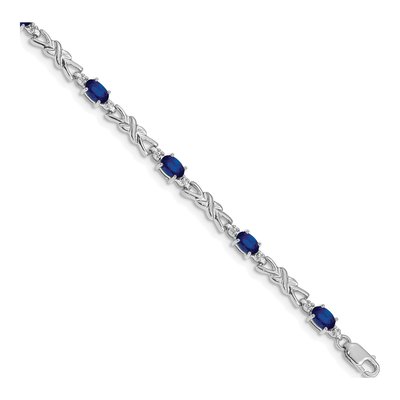 14K White Gold Sapphire & Diamond X-Design Bracelet