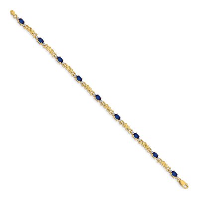 14K Yellow Gold Sapphire & Diamond Oval Bracelet – view 3