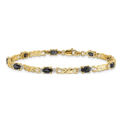 14K Yellow Gold Sapphire & Diamond Oval Bracelet – view 4