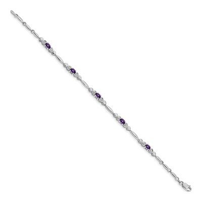14K White Gold Amethyst & Diamond Heart Bracelet – view 3