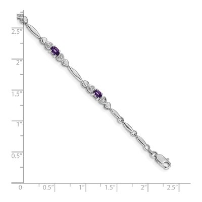 14K White Gold Amethyst & Diamond Heart Bracelet – view 4