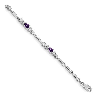 14K White Gold Amethyst & Diamond Heart Bracelet