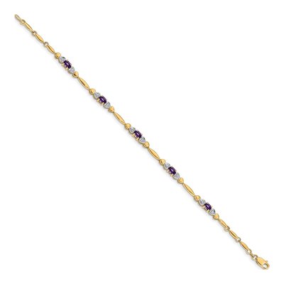14K Yellow Gold Amethyst & Diamond Heart Bracelet – view 2