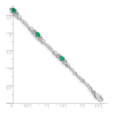 10K White Gold Emerald & Diamond Heart Bracelet – view 3