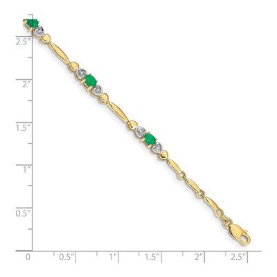 10K Yellow Gold Emerald & Diamond Heart Bracelet – view 4